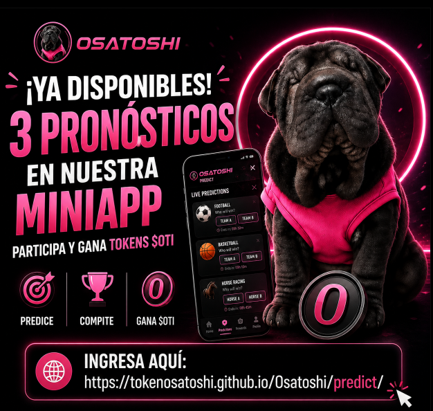 osatoshi_token's tweet photo. 🚨 ¡YA ESTÁN DISPONIBLES 3 NUEVOS PRONÓSTICOS! 🐕🔥

⚽🏇 Pon a prueba tus conocimientos, realiza tus predicciones y participa por tokens $OTI GRATIS.

👉 Entra aquí y haz tu predicción:
 https://t.co/53uGPWDamF

¿Acertarás los 3? 👀

#Solana #Crypto #Memecoin #Osatoshi https://t.co/3vCEdFjJfj