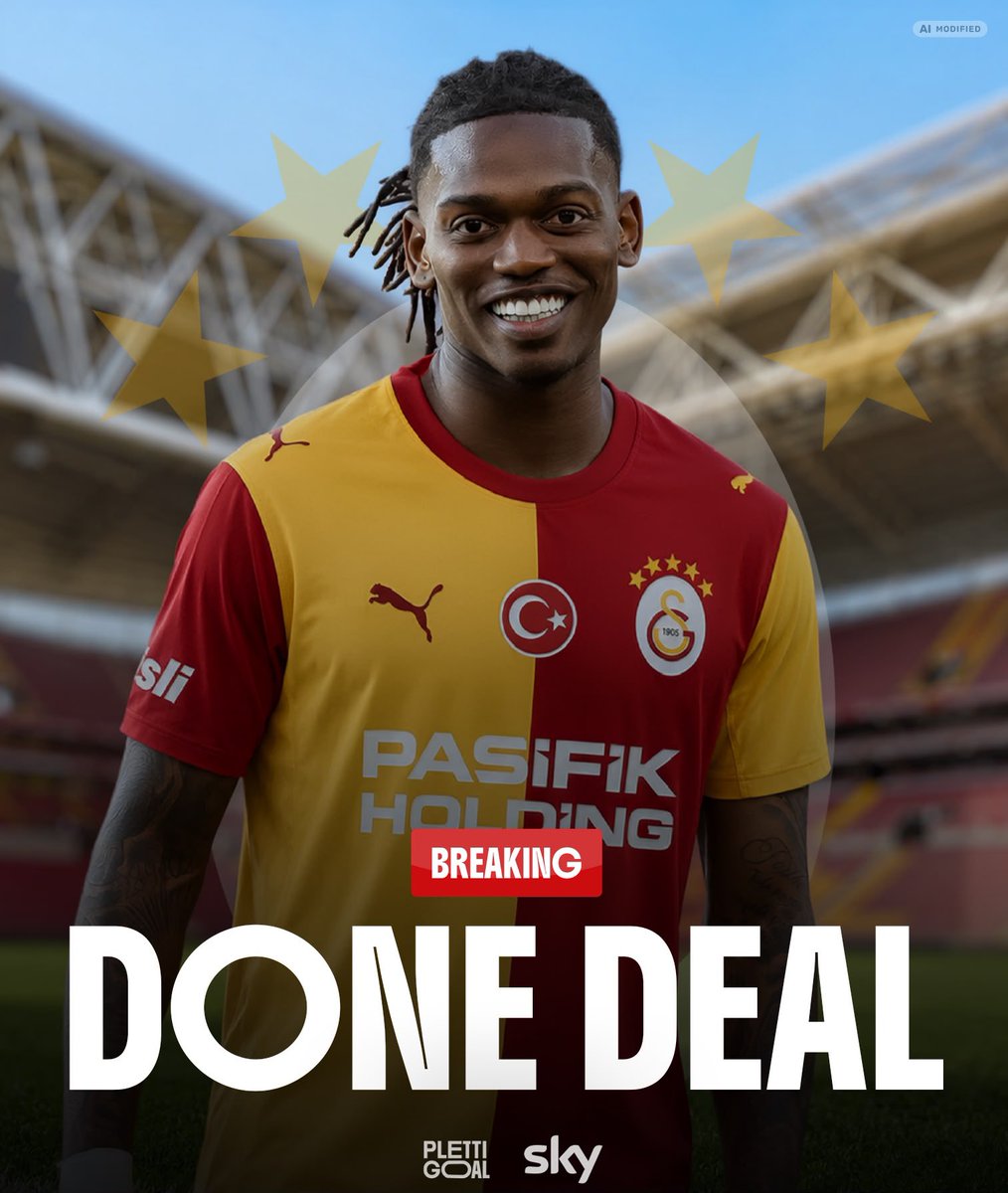 Plettigoal's tweet photo. 🚨💥 BREAKING | Rafael Leao to Galatasaray - DONE DEAL ✔️

Full agreement reached with AC Milan. Leao and Galatasaray have also agreed on personal terms, with Leao saying YES to the move as revealed. 100 % agreement between Leao/Gala. 

€45m total package with €43m guaranteed plus €2m bonuses. 20% sell-on.

Only the final details are now being completed. Flight planned for Saturday unless there is an extraordinary hijack.

@DiMarzio @SkySportDE 🇵🇹