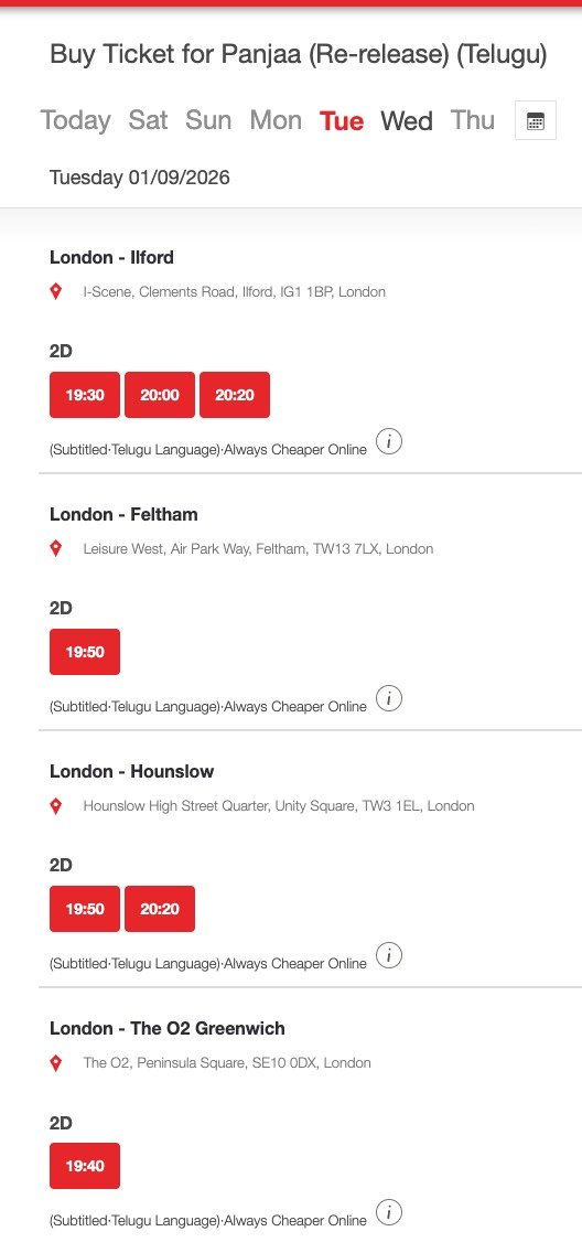 PrathyangiraOS's tweet photo. #Panjaa4K - UK 🇬🇧

Extra shows added across London for September 01 💥

Grab Your Tickets 🎟️

Overseas By @PrathyangiraOS, Special shows on SEP 01-02 https://t.co/PR8CZcG9qw