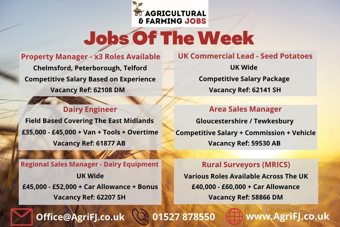 Agriculturaljob's tweet photo. Jobs Of The Week! 🌟

If you would like to find out further information on these job roles and to apply, please visit our website; https://t.co/FogcMc4Y4s 

#agrifj #agriculturalandfarmingjobs #jobsoftheweek #jobopportunities #applynow #getintouch #recruitment https://t.co/XOuU8oRKeK