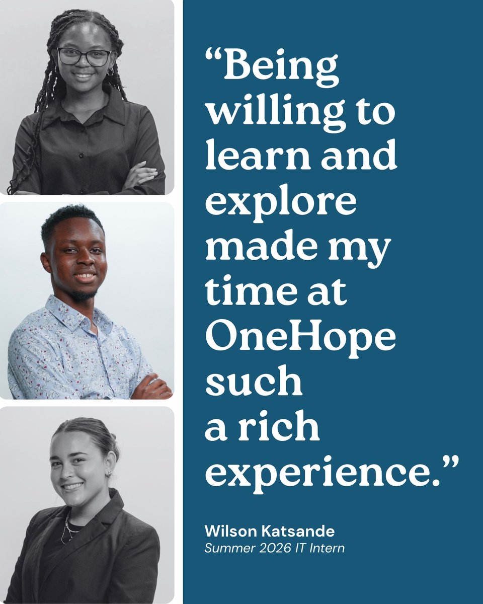 OneHope's tweet photo. Applications are open for OneHope’s Fall 2026 Cultivate Internship Cohort! 🌎

At OneHope, interns don’t just gain professional experience, they have the opportunity to learn, explore, contribute meaningful work, and grow alongside a global community.

As one of our summer interns shared:
“Being willing to learn and explore made my time at OneHope such a rich experience.”

Ready to see what a season at OneHope could look like for you?

📅 Fall Cohort: September 28–December 11
🔗 Apply today through the link in our bio.

#OneHope #CultivateInternship #Internship #SouthFloridaInternship #ChristianInternship #FaithAndWork