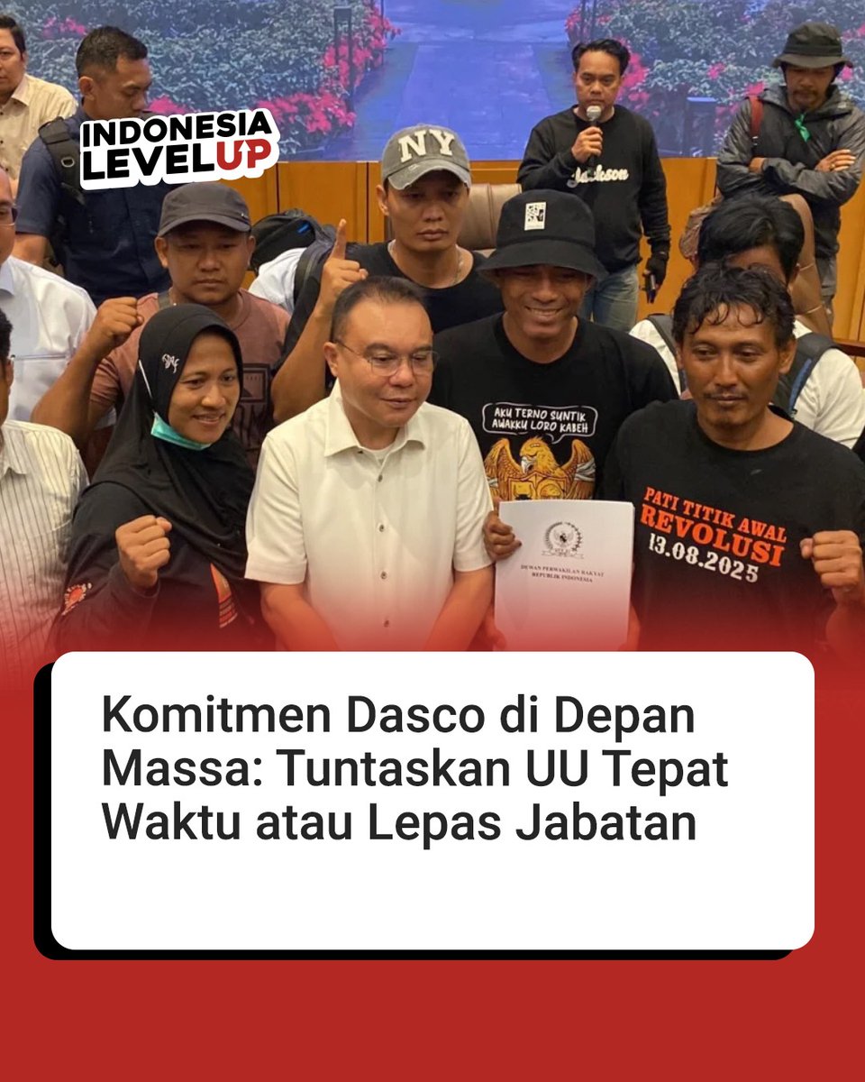Indolevelup's tweet photo. DPR RI menegaskan kesiapannya dalam mendengarkan dan mengawal aspirasi masyarakat hingga tuntas.

​Melalui pernyataan tegas di hadapan massa aksi, Wakil Ketua DPR RI Sufmi Dasco Ahmad menyampaikan bahwa tidak ada keraguan bagi DPR untuk memenuhi tuntutan publik. https://t.co/VvNRbN1W2b