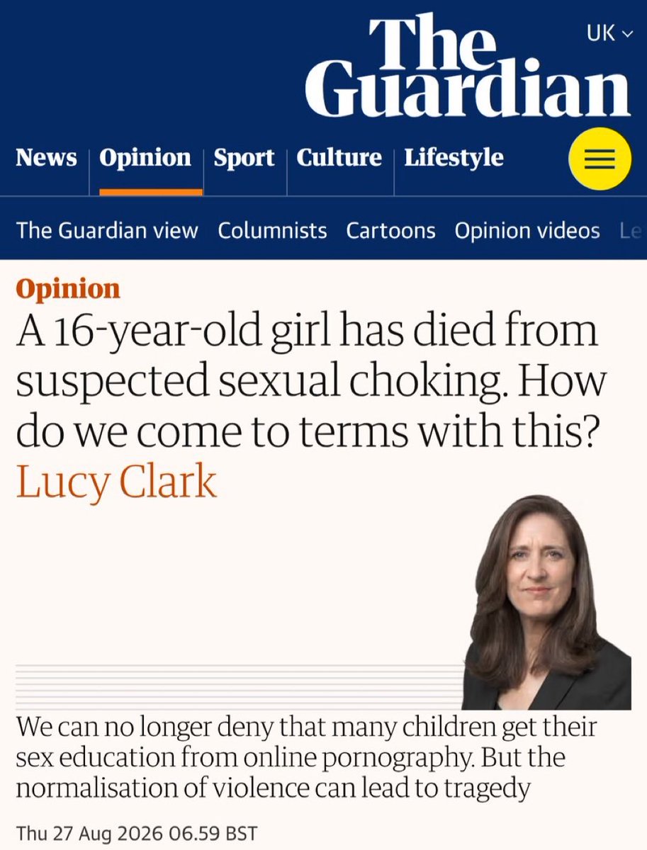 bindelj's tweet photo. This is an absolute disgrace! Talk about the Guardian going to the dogs, it is not sexual choking, she was strangled to death. This headline must be changed immediately. I’ll be writing to the readers editor. Please also join me in doing so: https://t.co/DJIVWlYINC