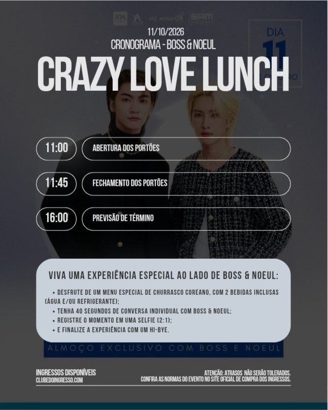 SamEntrete's tweet photo. O cronograma oficial está no ar! 💚💙

Boss &amp; Noeul Fan Meeting in Brazil
10/10/2026
Ingressos disponíveis: https://t.co/LAz5OIKuzm

Boss &amp; Noeul Crazy Love Lunch
11/10/2026
Ingressos disponíveis: https://t.co/yICKy2PnHD

Confira o cronograma completo. https://t.co/q74ZMulSui