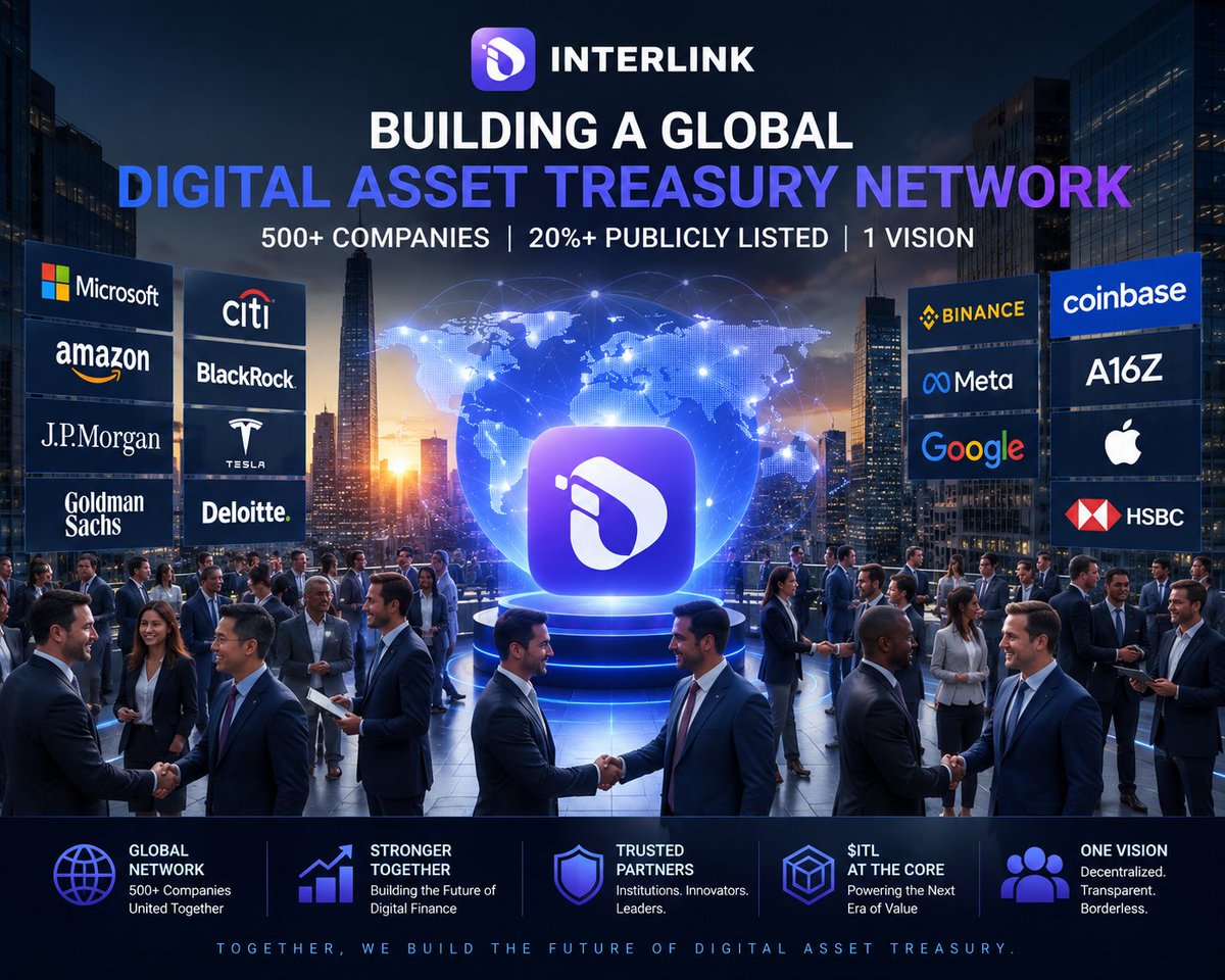 Thesainterb's tweet photo. 🌍 InterLink is building a global Digital Asset Treasury Network, targeting 500+ companies and institutions holding $ITL, with 20%+ potentially becoming publicly listed participants. 🚀 A bold vision for wider adoption! #Inter_Link #ITL #ITLG #WeAreTheFirst10MLLinkers https://t.co/yBYqwbriHY