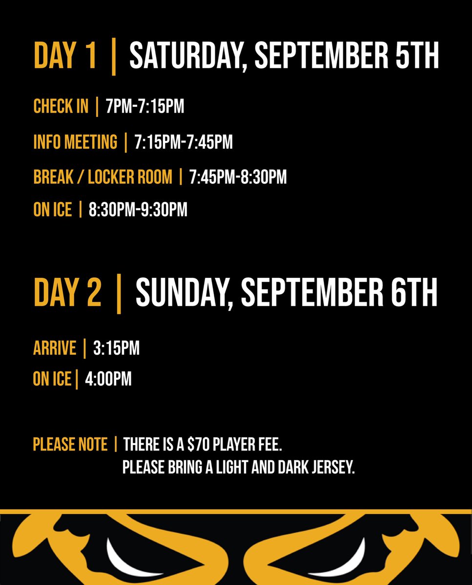 ksawhockey's tweet photo. We're excited to welcome everyone to the ice September 5-6! Whether you're returning or looking to join the Owls for the first time, we can't wait to see everyone out there.
Come ready to have fun, compete, and show us what you've got!
$70 player fee
Bring a light &amp; dark jersey🦉 https://t.co/zF028v6fSm