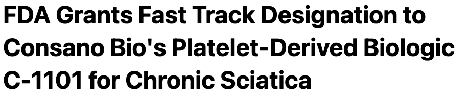 Consano_Bio's tweet photo. ICYMI - Coverage of our recent news in BioPharm International - FDA Grants Fast Track Designation to Consano Bio's Platelet-Derived Biologic C-1101 for Chronic Sciatica #Sciatica #ChronicPain #PainMeds #NonOpioid #FastTrack #biotech
https://t.co/yAxRgoHAoz https://t.co/OKp7pyvDXh