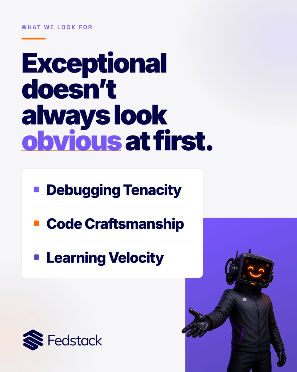 FedStack's tweet photo. Exceptional doesn’t always look obvious at first. We look for what shows up when the work gets hard. Because great engineers don’t just know how to solve problems. They stay with them until they do.
#Fedstack #ExceptionalEngineering https://t.co/bREUoJWLzO