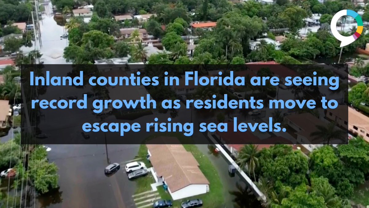 YaleClimateComm's tweet photo. For the past few decades, Florida has been one of the fastest-growing states as people have flocked to cheap land and sunny shores. Increasingly, though, people are moving away from the coast as hurricanes become more frequent.
https://t.co/U6ajIW6agN https://t.co/3tnVCc5mAt