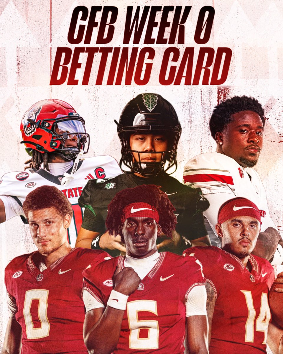 BengalPicks's tweet photo. CFB WEEK 0 FULL CARD:

5u Hawaii +4.5
3u FSU -31.5
2u TCU -7.5 
1u Jax St +9.5/UNLV ML

0.75u parlay:
CJ Bailey o 1.5 TOTAL TD’s 
Micah Alejado o 0.5 1H Passing TD’s
Jet Thomas o 39.5 1H R+R Yards 

0.65u parlay:
Jeremy Payne o 78.5 rushing yards 
CJ Bailey o 1.5 TOTAL TD’s 

0.10u parlay:
Jeremy Payne First TD
Jet Thomas First TD

Multiple sprinkles on Hawaii ML
Ashton Daniels First TD +650

Lottery tickets:

(+2293 parlay) Jeremy Payne 2 TDs / Mark Bowman Anytime TD / Deondre Johnson Anytime TD / Audric Harris Anytime TD

Ashton Daniels, Jet Thomas, Jeremy Payne First TD’s +15000 parlay

All plays and write ups you’ll be able to find on my page!
 
❤️ if tailing! 

#PrizePicks #GamblingTwitter #NCAA #Trending #TrendingNow #PlayerProps #NFLTwitter #UnderdogFantasy  #NFL  #sportsbettingtwitter #prizepicks #mlb #PrizePicks #PrizePicksNBA  #WNBATwitter 
#NFLonX #GamblingX #CFB #CFBFutures #DraftKings #MLB #CFBWeek0 #NFL #NFLFutures