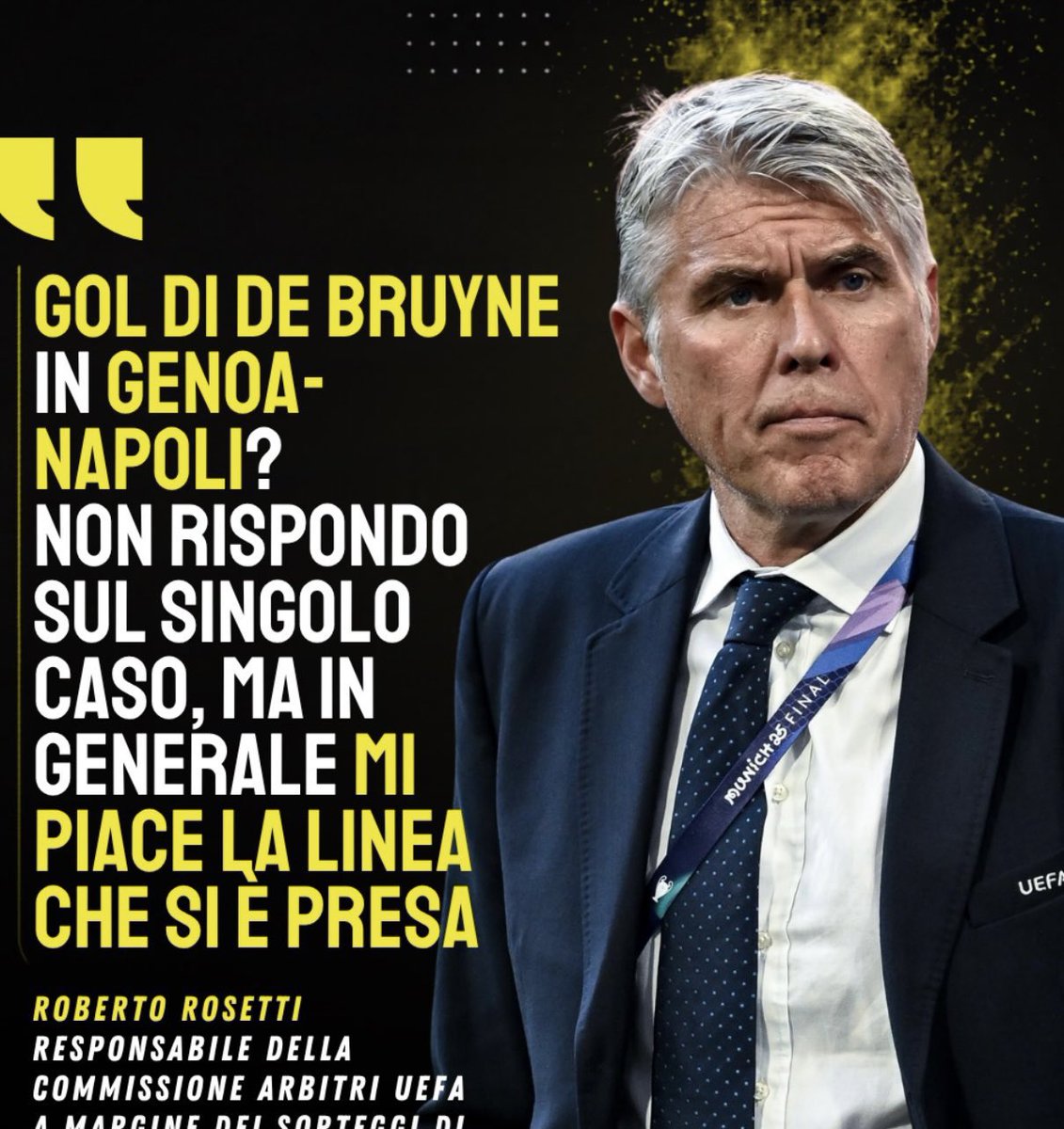 pisto_gol's tweet photo. Quale linea, #Rosetti? Quella di non punire un contatto che tutti -ex giocatori e commentatori-hanno ritenuto falloso, o quella di non concedere il rigore per un mani evidente e plateale? Ah, già. #Rosetti è il braccio armato dell’#Uefa nella guerra ad #Infantino, che punta a rendere inefficace il VAR. 
A qualsiasi costo