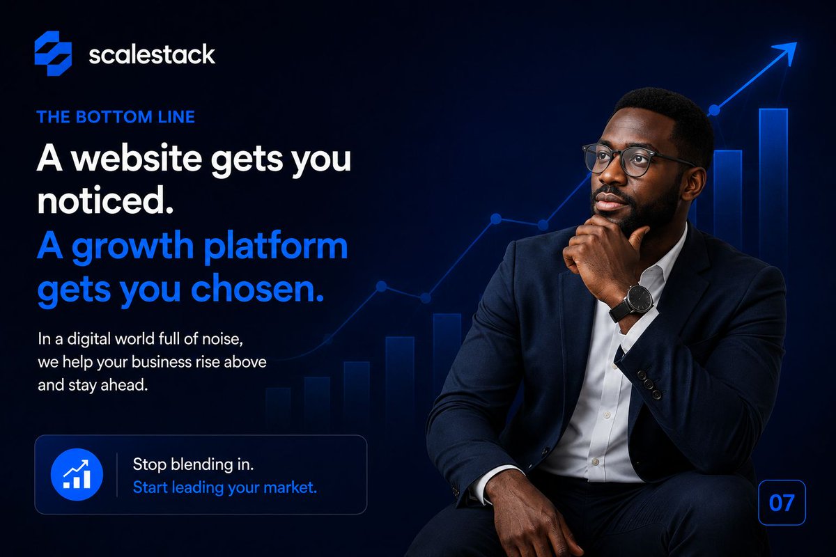 ScaleStack0's tweet photo. Your website gets you seen. Your growth platform gets you chosen. 🚀
Move beyond a website. Build a digital system designed to attract leads, drive conversions and scale your business.
Is your website generating growth?
#ScaleStack #BusinessGrowth #SEO https://t.co/3IhvE9iN89