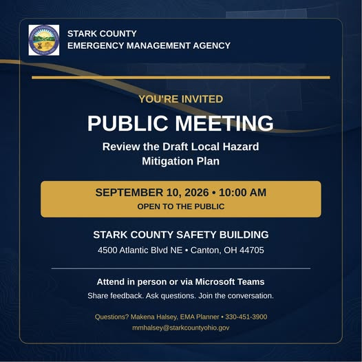 StarkCountyEMA's tweet photo. Join us in person or Teams to review the Local Hazard Mitigation Plan

https://t.co/4BtjoqOKL9 https://t.co/MoO8UqEdtn