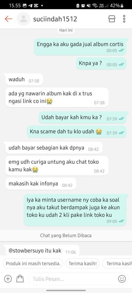 PutriSa84456162's tweet photo. @Stawbersuyov @shizuryzx Guys dia nipu jangan percaya.... udah ada dua korban .
Dia wts album cortis lalu ngirim link co toko ku yang bahkan aku ga pernah jual album cortis sama sekali bukti dari para korban yang chat by oren...
Ga tau malu banget asliii..

Please hlep RT biar gada korban lagiii https://t.co/ob0B3xRo2Q