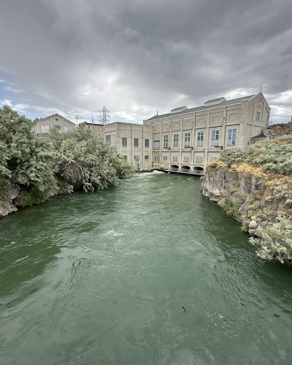 usbr's tweet photo. ⚡ Hydropower: Meet the Bureau of Reclamation’s oldest.  

Minidoka has been generating power since 1909.  

⚡ 28 MW of generating capacity  
⚡ 4 generators  
⚡ 2 powerhouses  
⚡ About 100 million kWh average annual generation  
⚡ Power for about 7,000 to 10,000 homes per year 

116+ years and still generating.  

Dam impressive. Powerfully Reclamation. ⚡ 

📸1: Water flows from the Minidoka Powerhouse into the Snake River near Rupert, Idaho. 
📸2: Minidoka Dam switchyard, Minidoka Irrigation District headworks, and the Minidoka Powerhouse along the Snake River near Rupert, Idaho. 
📸3: Generating units line the interior of the Minidoka Powerhouse near Rupert, Idaho. 
📸4: Minidoka Powerhouse operates along the Snake River near Rupert, Idaho. 

#Hydropower #HydroWorks #Reclamation
