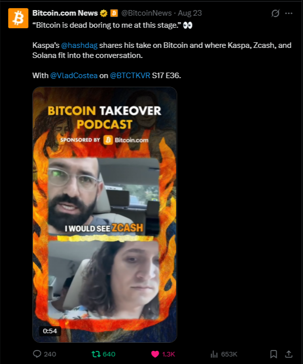 Kaspa_HypeMan's tweet photo. Behavioral note: kaspa:native mentions from 100K+ follower accounts have picked up materially over the past ~10 days after ~2 years of near-silence.

Layered on top of the institutional infrastructure buildout, that's two independent signals — retail + institutional — converging.

Receipts.