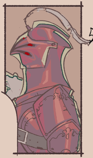 Stefanartist's tweet photo. Knight Vess based on Sovereign Tower! 
I love the game and I thought Vessel would both love it and fit in SO WELL 
I actually struggled a lot choosing his colors 
#sleeptokenart  #SovereignTower https://t.co/ilUbCnTTik