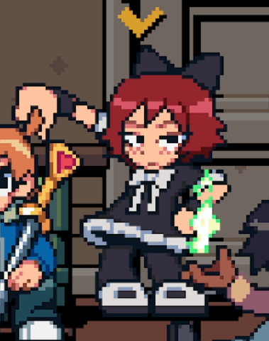Kakuchopurei's tweet photo. Kim Pines' outfit in the Scott Pilgrim EX DLC is (sorta) based on her goth outfit in Scott Pilgrim Vol. 3. #scottpilgrim https://t.co/S0AbzmPqWn