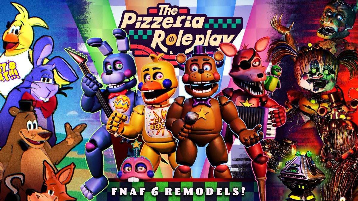 HelloburpGames's tweet photo. If you haven’t already, be sure to check out our new Fnaf 6 update!  🐻🎤⭐️

The Rockstar and Scrap animatronics got a full revamp, the On Tour cast made their debut, a new featured map based on Pizza Sim, and…more character revamps coming next week! 👀

[ #TPRR #Roblox #Fnaf ] https://t.co/CgX2U5pNMz