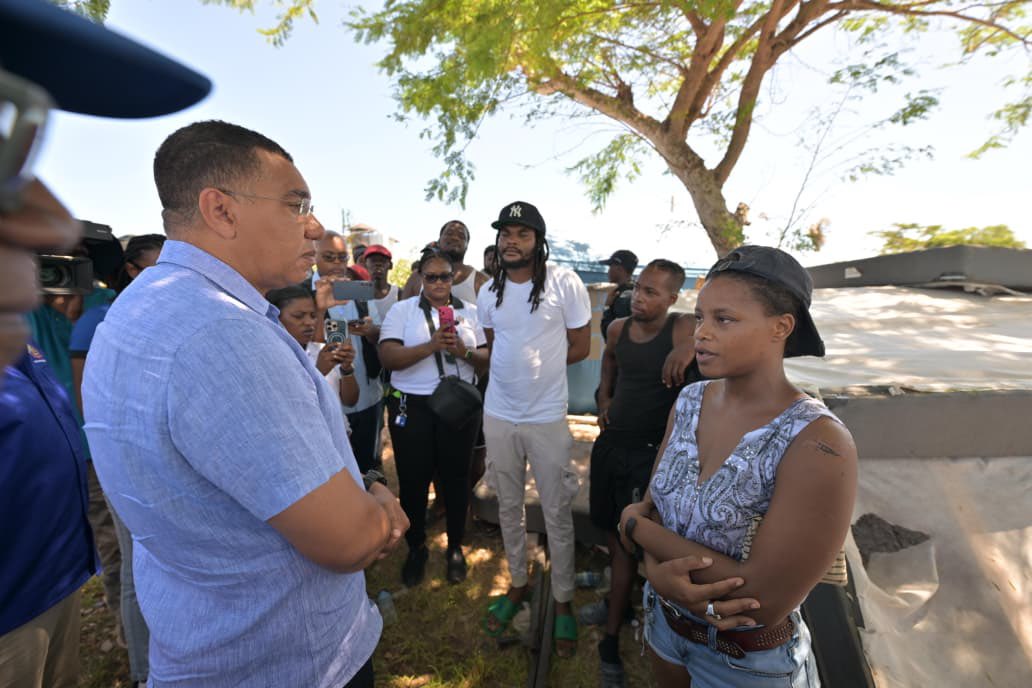 AndrewHolnessJM's tweet photo. I am currently on the ground in Cooper’s Pen, Trelawny with MP Tova Hamilton, Minister Edmund Bartlett and State Minister Abka Fitz-Henley, engaging with affected families as part of our ongoing assessments. https://t.co/40W7h62yHE