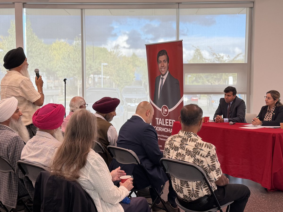 Taleeb's tweet photo. Thank you to everyone who came out to the joint town hall with me and MLA @SunitaDhirBC. These are the conversations that help us build #CanadaStrong – and a more prosperous, safer BC for all. 
We hope to see you at the next one! https://t.co/FY75w8PlrT