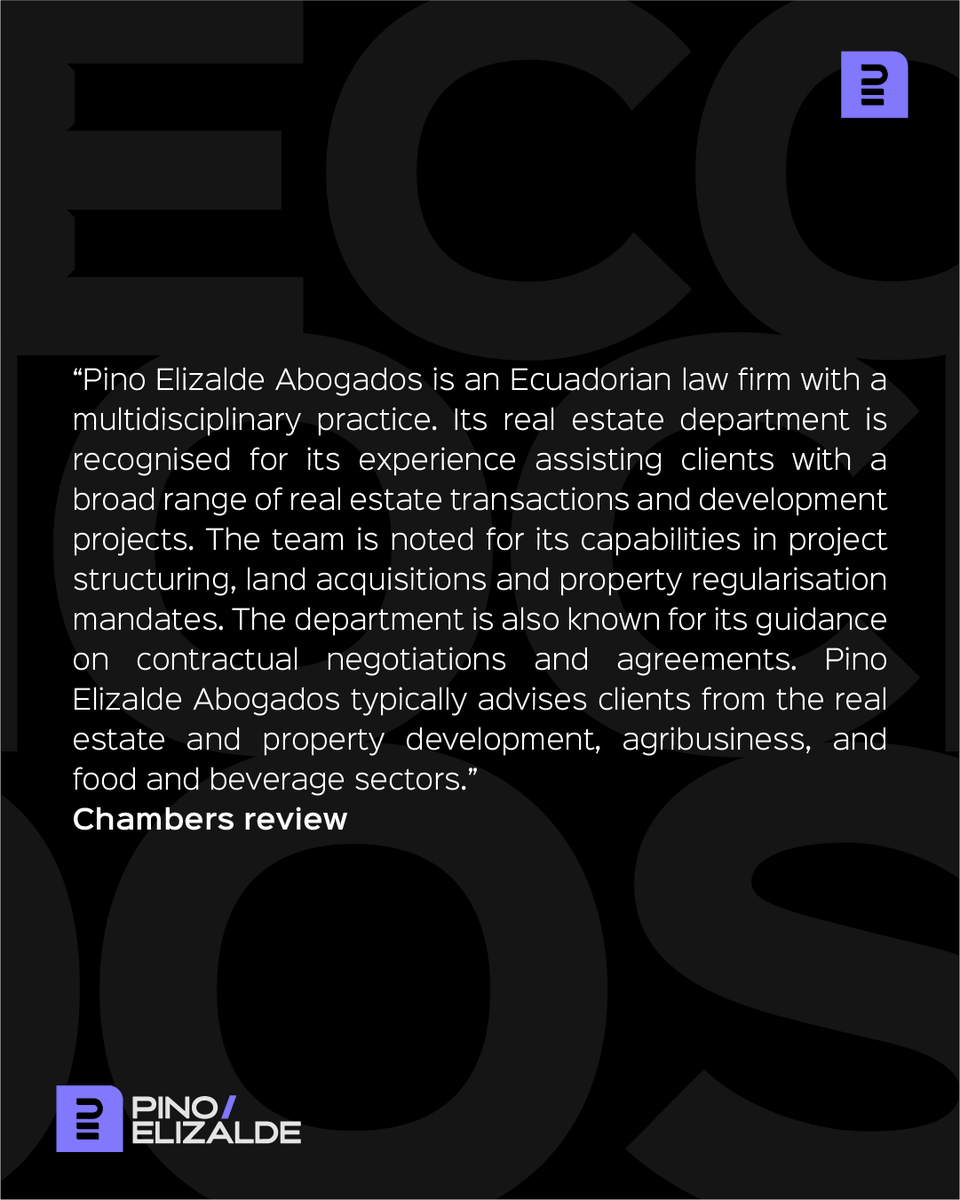 PinoElizalde's tweet photo. Estamos orgullosos de haber sido reconocidos en el ranking Chambers Latin America 2027, en el área de Real Estate.

El reconocimiento refleja nuestra experiencia en el acompañamiento a clientes en transacciones inmobiliarias y proyectos de desarrollo. https://t.co/8zzSWJGLjY