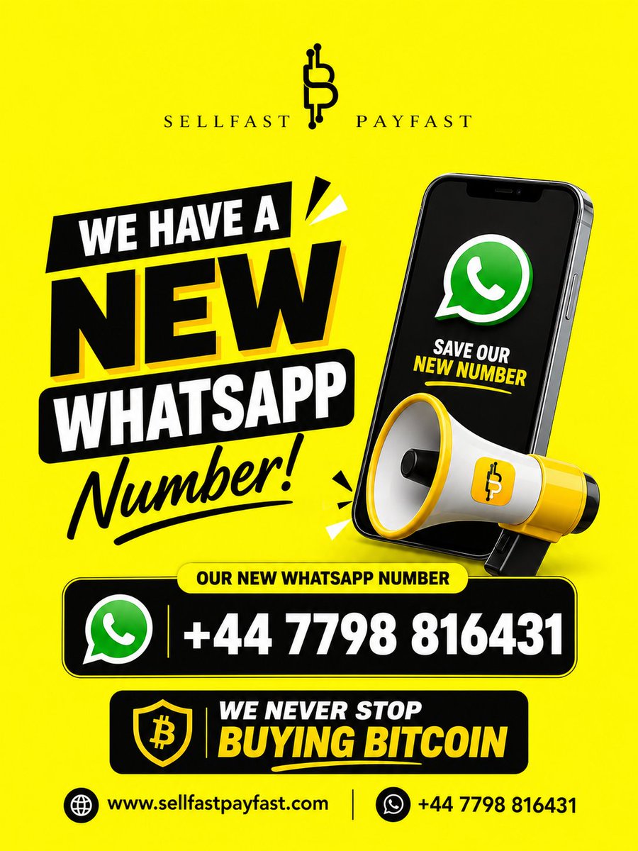 sfpfglobal01's tweet photo. 🚨 WE HAVE A NEW WHATSAPP NUMBER!

Save our new number and reach us directly for your Bitcoin transactions.

WhatsApp: +44 7798 816431

🌐 https://t.co/SCl4xLgwNc

Save it. Share it. Keep selling BTC with SFPF. ⚡We Never Stop Buying ₿itcoin

#SellFastPayFast #Bitcoin #BTC #WhatsApp #CryptoToCash