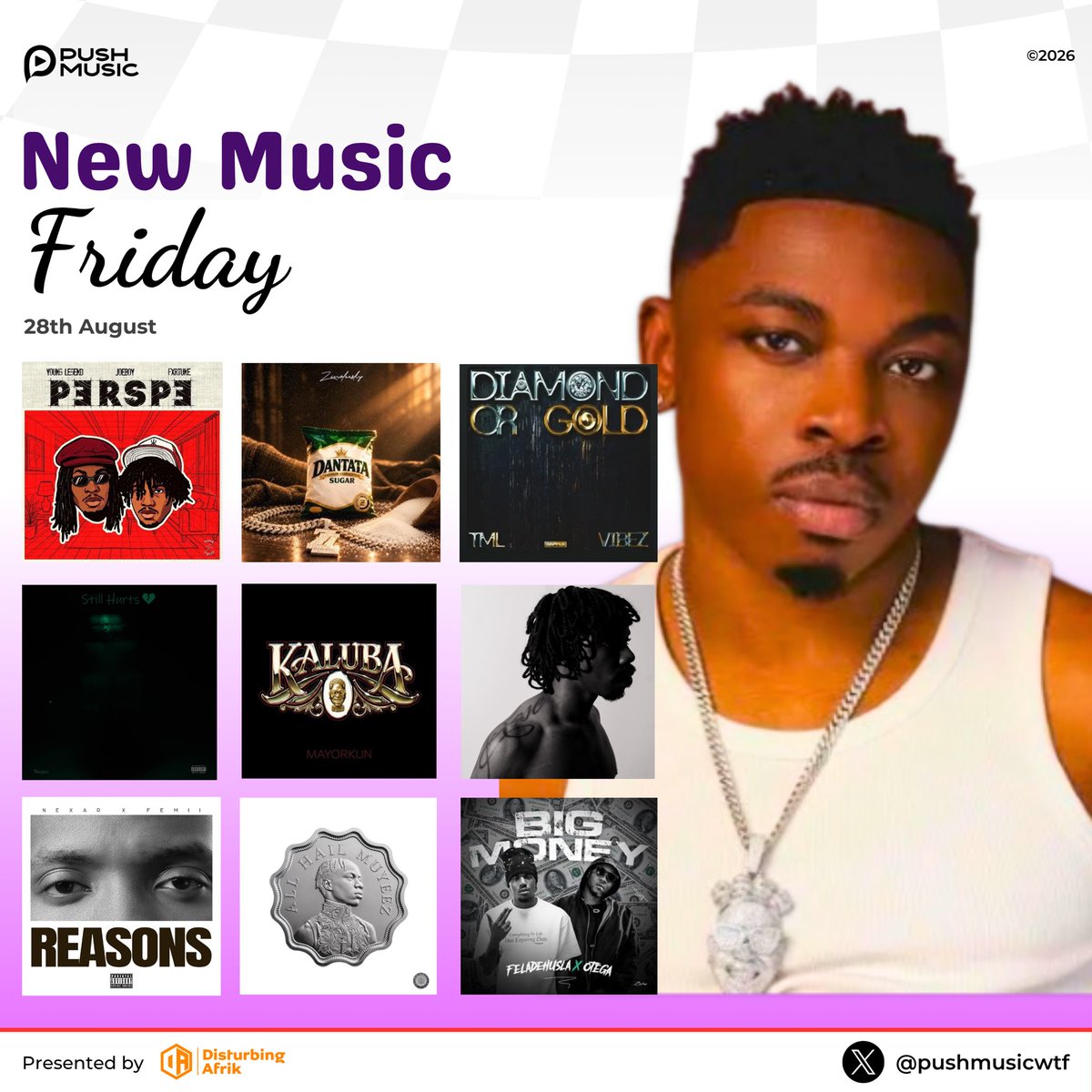 pushmusicwtf's tweet photo. 📀🔌🇳🇬 New Music Friday 🚨🔥 

Cover 🖼️: Mayorkun 

📀Joeboy, Fxrtune 
📀Blaqbonez, Monochrome
📀Mayorkun
📀Runjozi
📀Nexar, FEMII
📀Feladehusla, Otega
📀Zinoleesky 
📀TML Vibez 
📀Muyeez 
📀SSSoundGawd 
📀Phyno 
📀FirstKlaz
📀Tay Iwar
📀scottyolorin
📀Dremo, Teni
📀Seyi Vibez https://t.co/xltVq3EGIJ