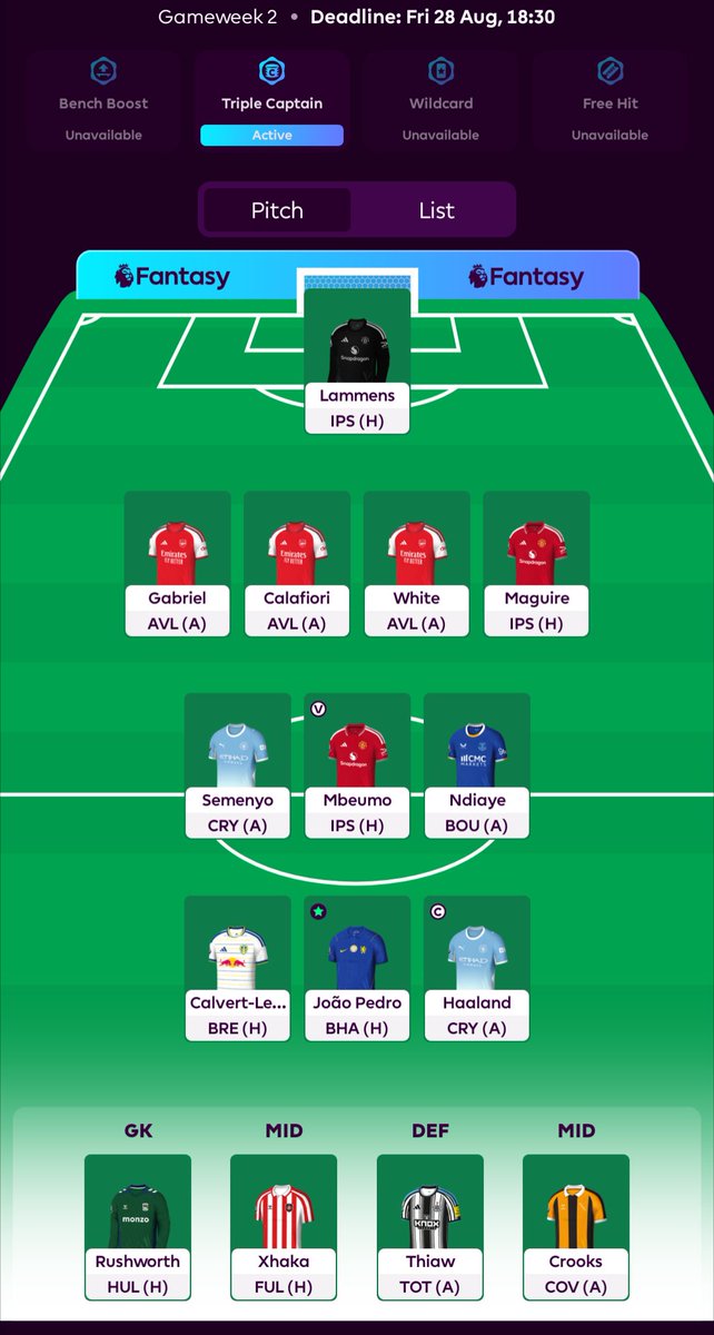 TomTalksFPL's tweet photo. GW2

HAALAND TC!

Big day. I'm going anti-template and doubling (TRIPLING) down on Haaland. No Bruno Fernandes in my team. 

If you're interested as to why, my thoughts are below.  🧵 👇🏻 

How many points do you think I need for a success?

#FPL #GW2 #FPLCommunity #TC #Haaland https://t.co/y2kXNz87Fb
