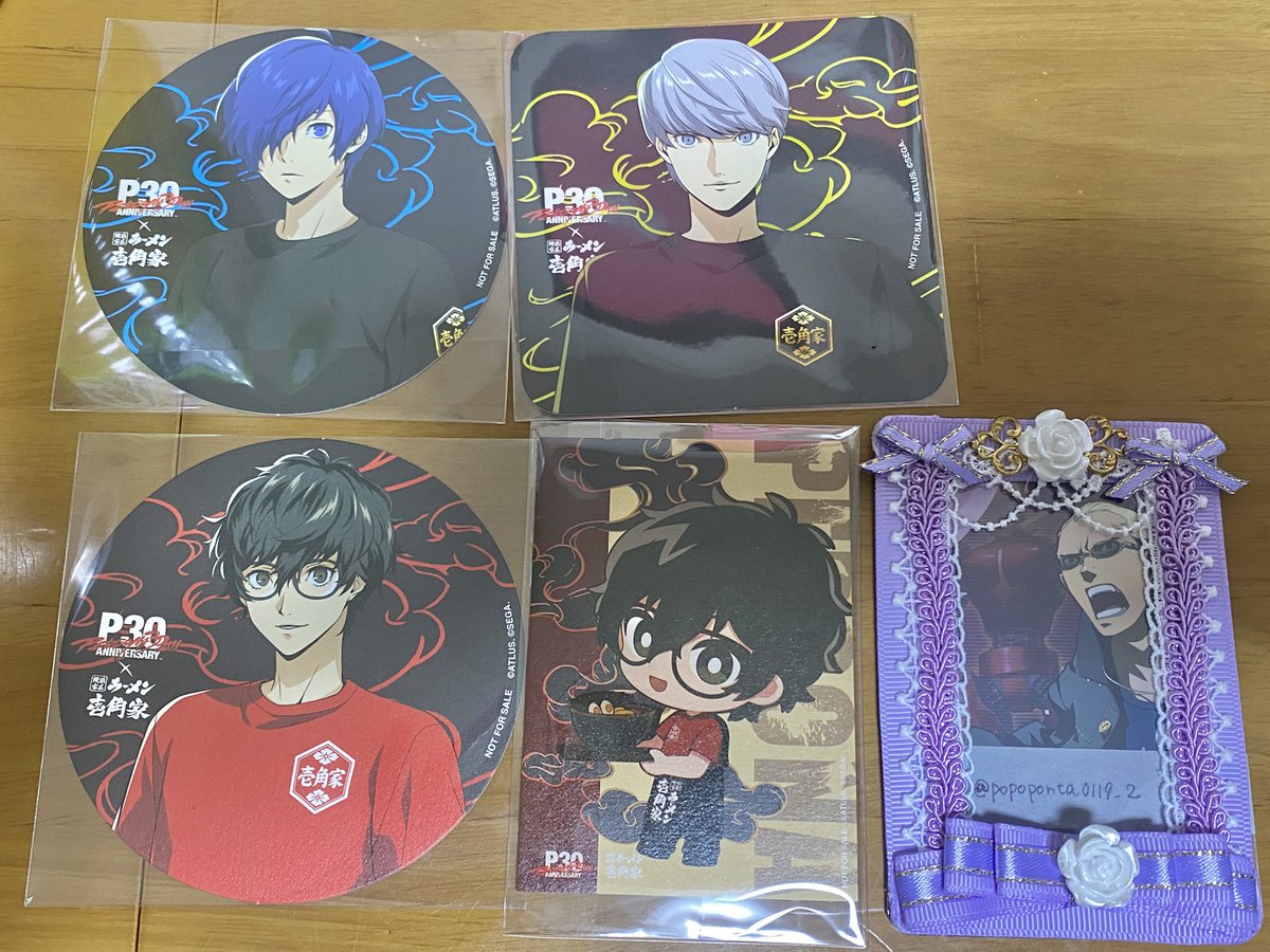 popoponta0119_2's tweet photo. 【交換】ペルソナ 壱角家 ラーメン 
コースター
譲:(P3、P4、P5 )全て等身
クラフトカード
譲:P5
アクリルステッカー
譲:罪
アクリルキーホルダー
譲:P3M、コロマル

全て求P4（SD）
コースターの形状はどちらでも可
9/12ハラカドお手渡し、または郵送
お気軽にお声掛けください https://t.co/oDhdPz0bQC