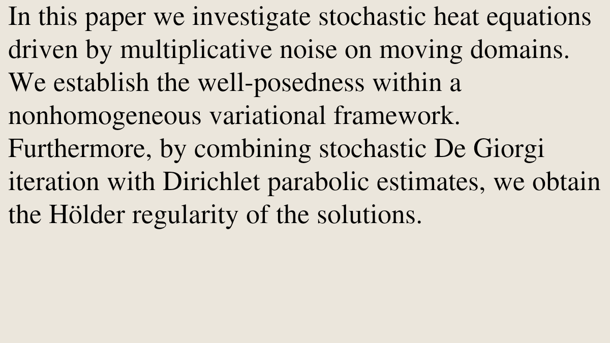 NHWK's tweet photo. Well-posedness and regularity of stochastic heat equations on moving domains

Chongyang Ren, Tusheng Zhang
https://t.co/CqHNOVqFZD [𝚖𝚊𝚝𝚑.𝙿𝚁] https://t.co/gn2MeXUzQn