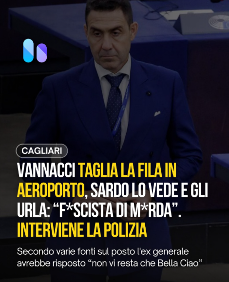 serebellardinel's tweet photo. #Vannacci a gate scalo #Elmas è passato davanti ad altre persone,forse in possesso accesso priority!Ma a prescindere,un cittadino sardo non ha retto e ha gridato "Fascista di me..rda"!A quel punto Vannacci anzichè farsene vanto,si è risentito e chiamato polizia per denunciarlo! https://t.co/tFqwH0uoGF