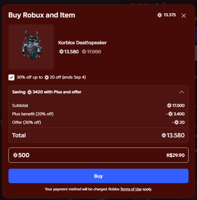 Ioluque's tweet photo. wow thanks roblox i really needed that 20 ROBUX discount on a 17k robux item. https://t.co/c6JQUvdBNe