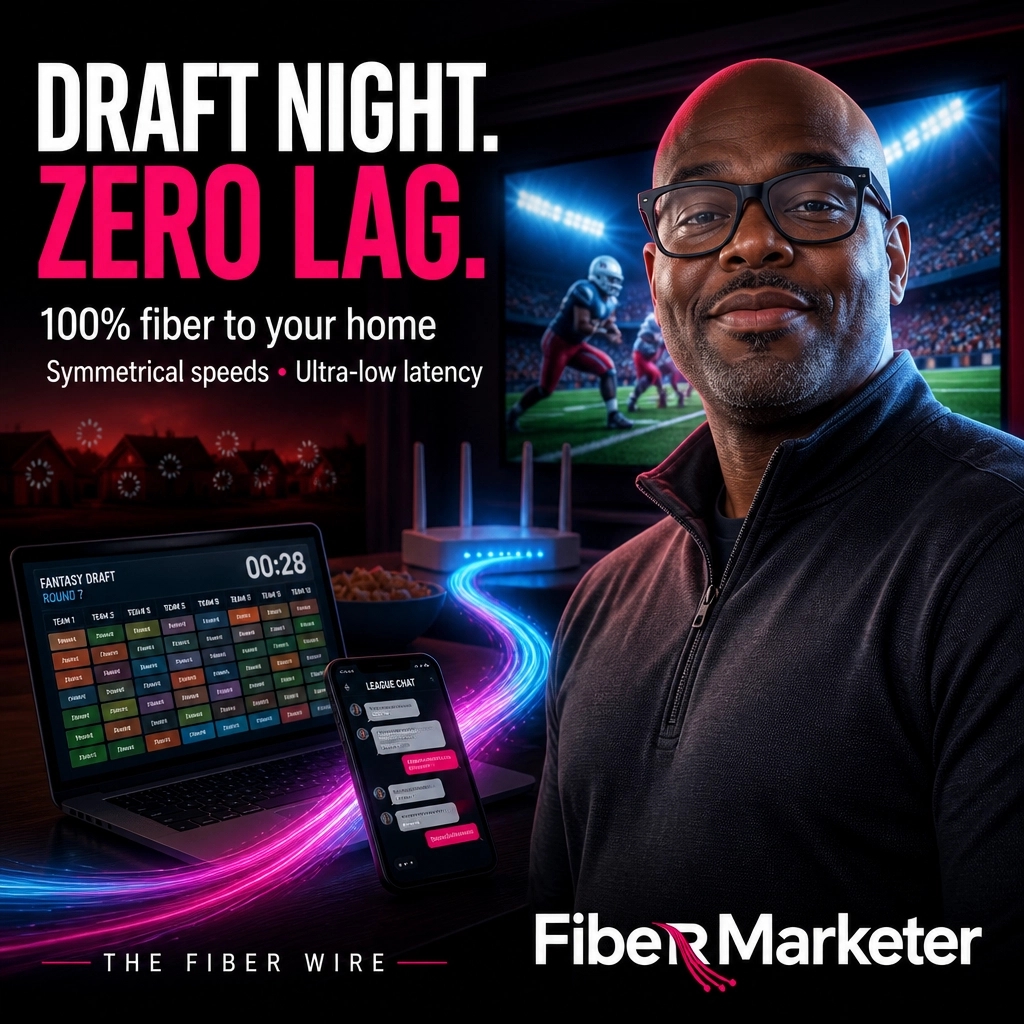 Kareemisai's tweet photo. Draft clock running. 4K stream live. Group chat buzzing. Cable shares the neighborhood; 100% fiber goes straight to your home for symmetrical speeds and ultra-low latency. Reply “FIBER” to check eligibility. https://t.co/QoDRpXhHx9
