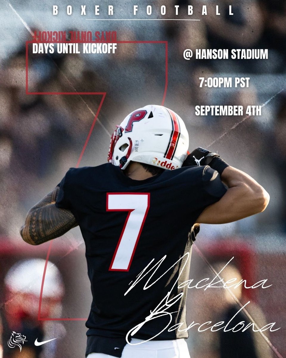 Boxer_Football's tweet photo. 7 DAYS UNTIL KICK-OFF!!! 🔥🏈 Go Boxers!! 🔥 #1way #pacu #goboxers #boxerohana #d3fb #together #kickoff #gameday #home https://t.co/ePqTlJxcAs