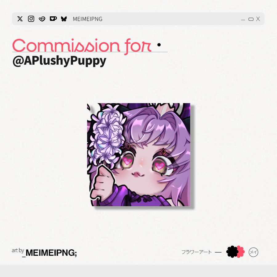 meimeipng's tweet photo. 【🎐⋯YCH Flower 】comm for: @APlushyPuppy 
Thank you for commission me .ᐟ

♡ + ↻ appreciated

━━━━━ ⋯ 🪻 ⋯ ━━━━━ https://t.co/G2364c3W2n
