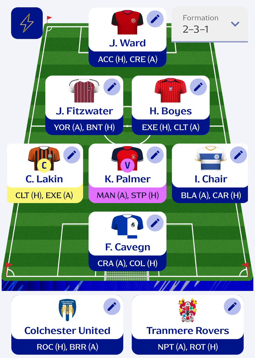 xzcpfc's tweet photo. My FantasyEFL Team for gameweek 3 🔒
🌍 Overall Rank : 1748
🏆 Club Rank : 20
Good luck everyone
#FEFL #FantasyEFL https://t.co/FvZ7EJPaII