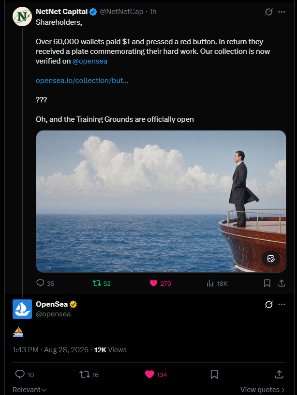 Stonedpipez's tweet photo. How many projects that are about a month old has done what @NetNetCap has accomplished

$NET even has Opensea reply to their post 

Sideliners coping hard, waiting for a dip that isn't coming

5k+ by end of September?

🥅,🥅 https://t.co/9WESwHiUdX