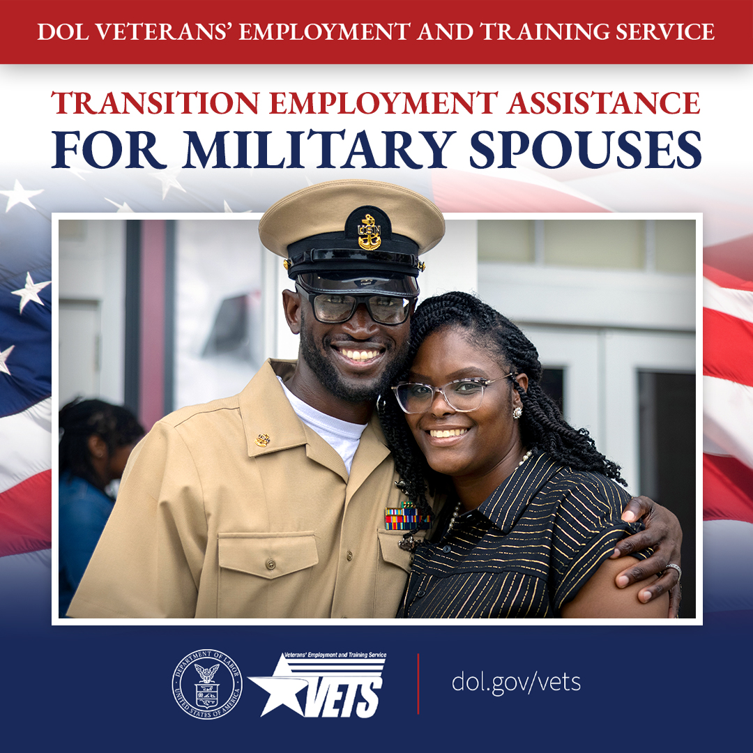 VETS_DOL's tweet photo. Military Spouses - Register for next month’s career training sessions:

⭐ Entrepreneurship – Sept. 8
🔎 Job Fair Strategies – Sept. 14
💼 Flexible Job Options – Sept. 15

Sign up today to save your spot! https://t.co/XsLE5AdjFi https://t.co/E65uCe6aom