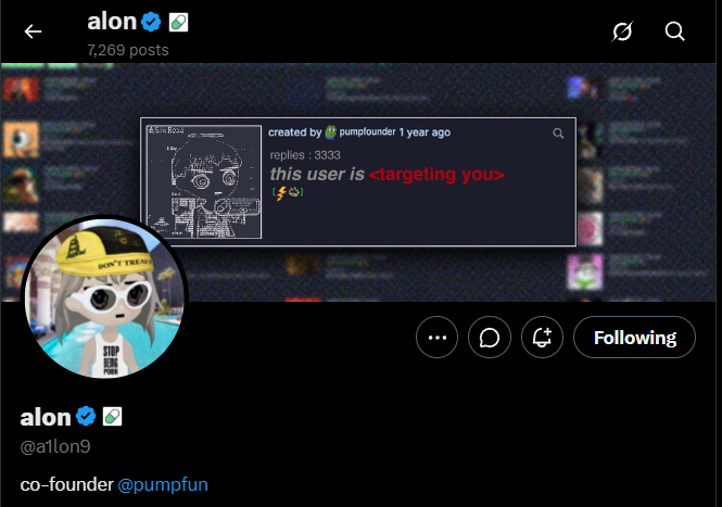 animalenjoyer23's tweet photo. With pumpfuns new update you can now search peoples usernames  

I was able to find the user from alons profile (probably alons alt)  

In the top left it says silkroad which is the name of the NFT 

This is the first coin he deployed https://t.co/l8ui6ybp9H