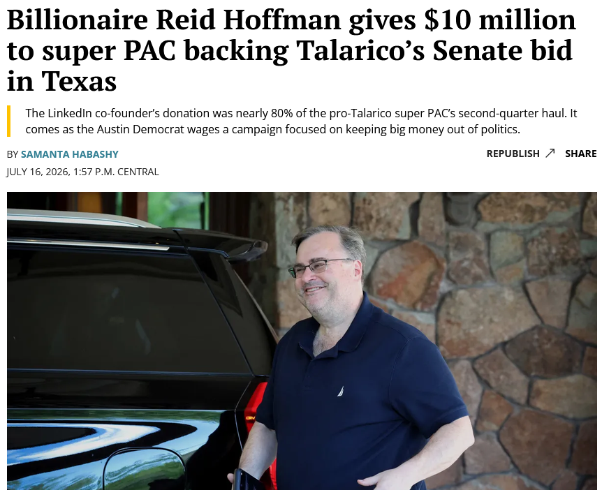 CJGRISHAM's tweet photo. @TeamTalaricoHQ Just gonna leave this here. Reid Hoffman's name appears 2,638 times in the Department of Justice's released Jeffrey Epstein document cache. https://t.co/KUTgddHJ9U