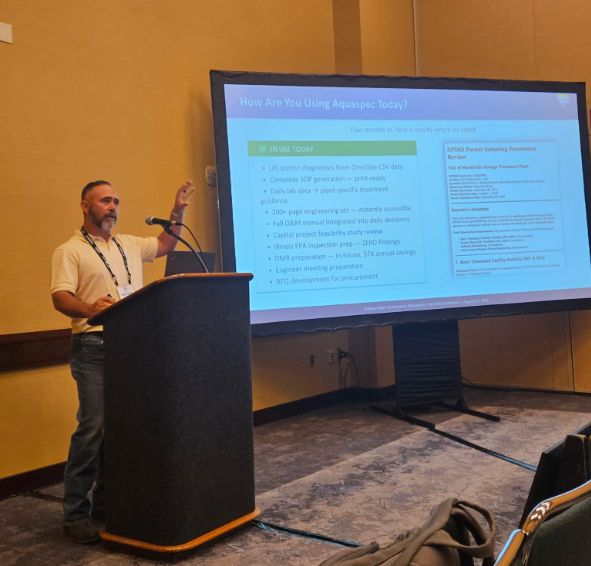 rickoppedisano's tweet photo. Six months ago, Matt told us flat out: he didn't trust AI. Didn't want it near his plant, didn't see the point. Today he's on stage at the Indiana Water Environment Association, telling a room full of operators and utility leaders how @DeltaBravoAI's Aquaspec product changed the way he runs his utility and gave him something harder to measure than uptime or compliance: confidence. Grateful to Matt for making the leap and having the guts to say so publicly. Grateful to our team for building something worth that kind of trust.