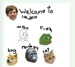 THECATECINSOL's tweet photo. Anon dropped 4chan Zoo back in 2014.

the whole “recognizable faces” checklist: guy, frog, dog, cat.

But he slipped one extra animal in there. The monkey.

 All the other ones are coins at either 10s of millions, or billions, did he predict every single big memecoin?

 The Monkey is called Jimmy Rustles, proof here, or just google Jimmy Rustles : https://t.co/BBTWTRTDG7

Source: https://t.co/SQ759J40xb