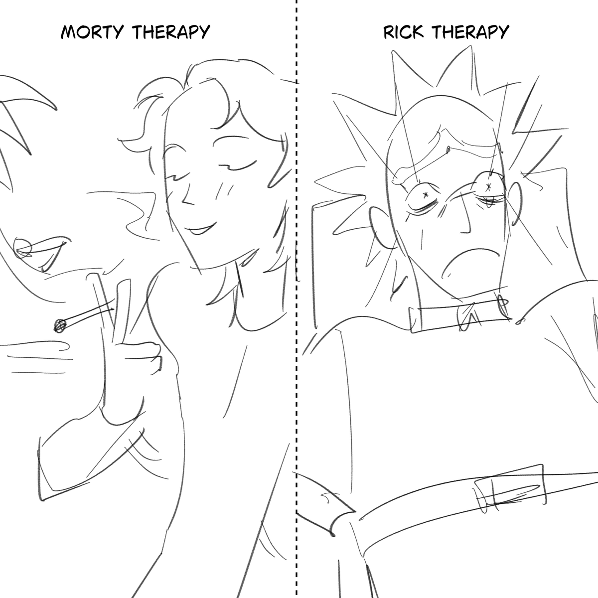 altades_art's tweet photo. Morty psychiatrist but hes apprroach to Ricks is very... special https://t.co/8XHHXsNR9v