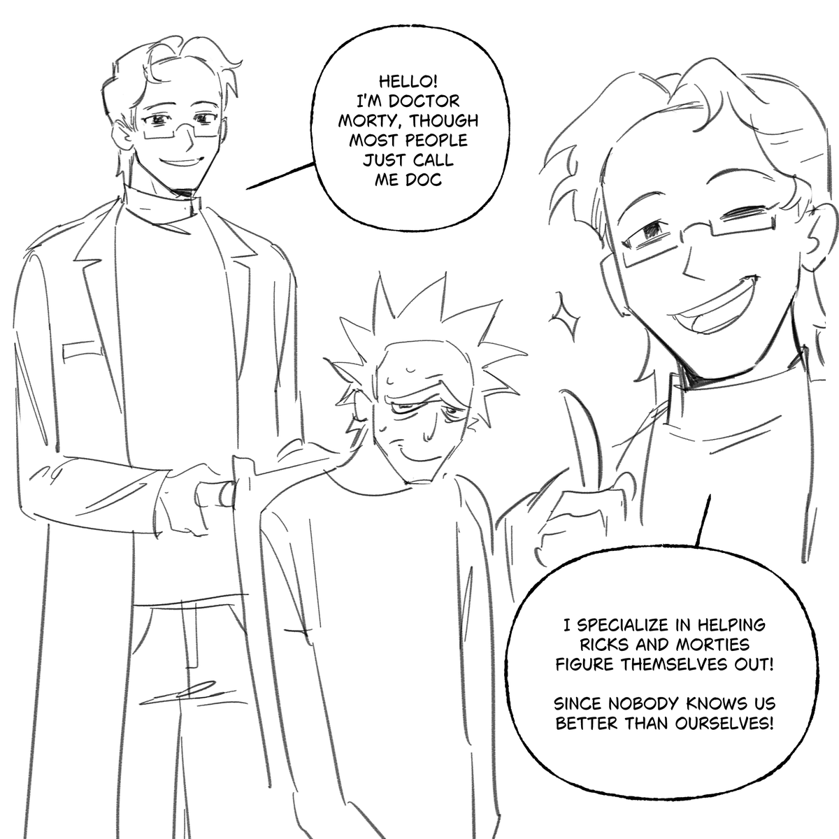 altades_art's tweet photo. Morty psychiatrist but hes apprroach to Ricks is very... special https://t.co/8XHHXsNR9v