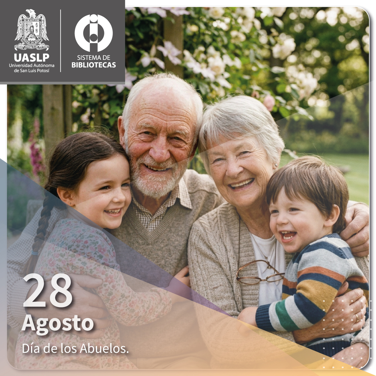 Sisbib_UASLP's tweet photo. En 1982 se decretó conmemorar, a nivel internacional, el mes de agosto como el de la vejez; y en México se determinó que el día 28 del mismo mes sería considerado como el Día del Abuelo.
Fuente: https://t.co/YAXwybNbUo
#efemerides #uaslp #sistemadebibliotecas https://t.co/1ESTwVXRKd