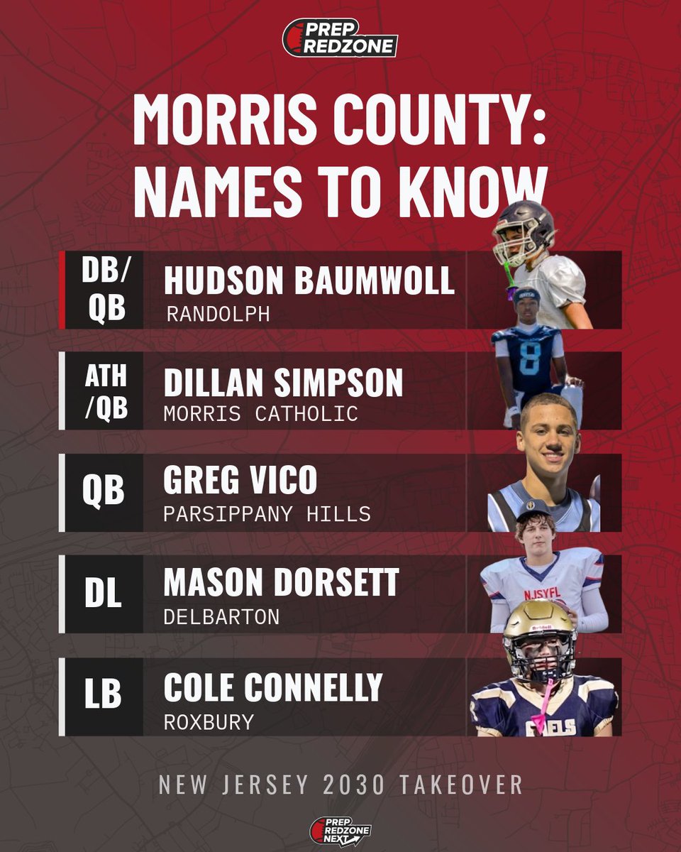 PrepRedzone's tweet photo. The 2030 NJ Takeover continues 🗺️ This time it's Morris County — 10 names to know from the class of 2030 before they even suit up for their freshman season.

Randolph, Morris Catholic, Parsippany Hills, Delbarton, Roxbury, Hanover Park and West Morris Mendham are all represented. Swipe through to meet them all 👉

Whose name jumps out to you? Drop it below.

Full NJ 2030 rankings: https://t.co/ntCA6F5Naf