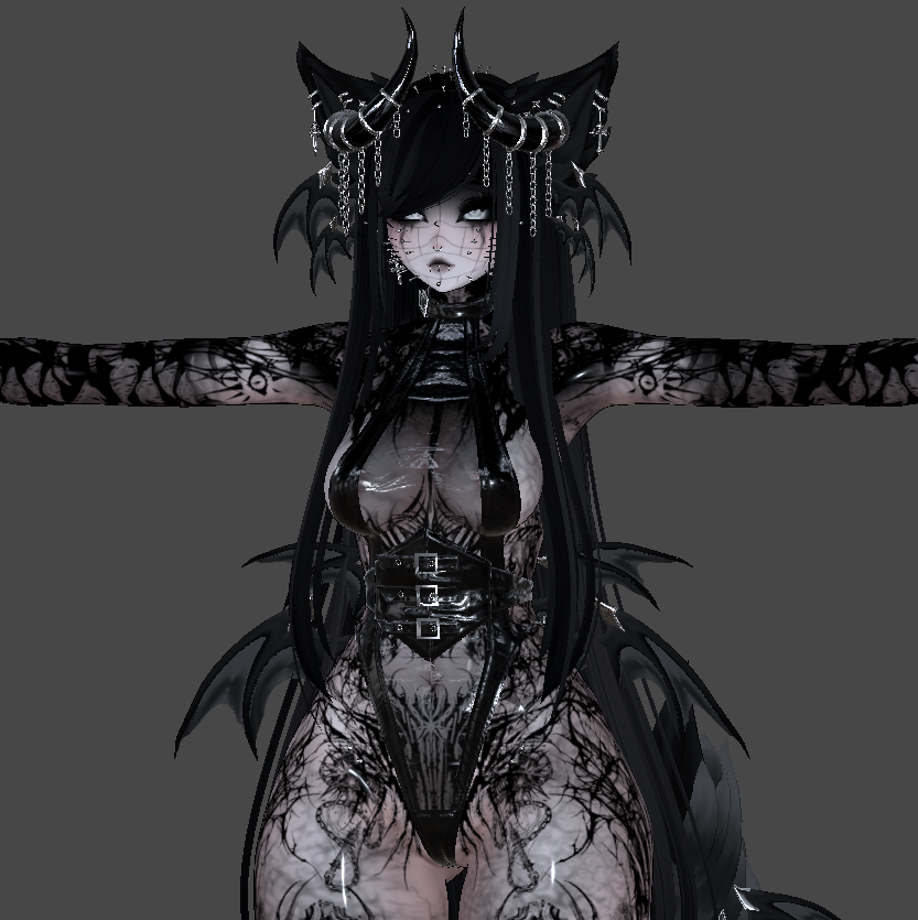 Purrinia_VR's tweet photo. Making progress 𖤐𖤐𖤐 #vrchat #vrchatavatar https://t.co/KbGKv8Z1Hv
