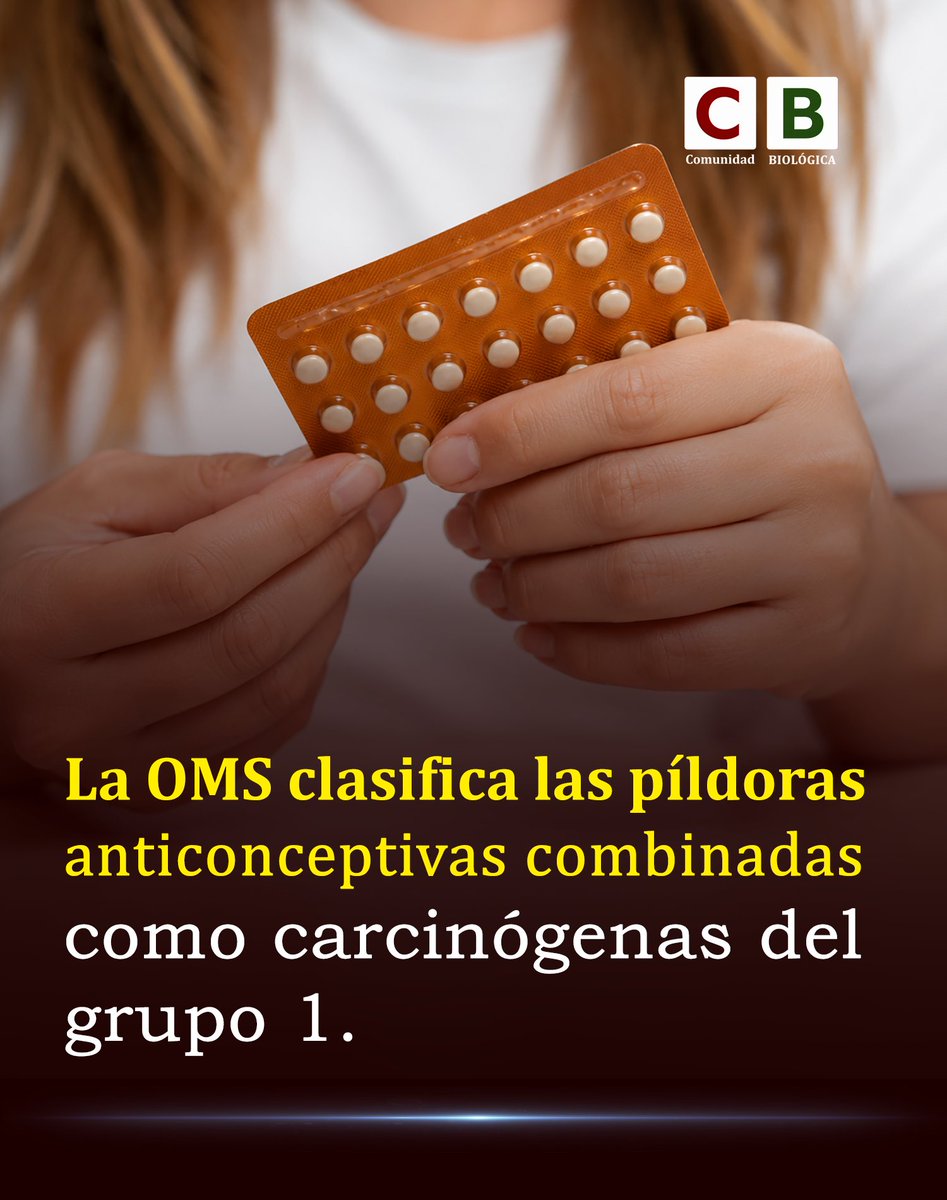 Bio_comunidad's tweet photo. Las píldoras anticonceptivas combinadas contienen estrógeno y progestágeno, hormonas utilizadas por millones de mujeres para prevenir embarazos.

Estas mismas hormonas pueden estimular la multiplicación de algunas células sensibles a ellas, un mecanismo que podría favorecer el desarrollo de ciertos tumores.

Por ello, la IARC, agencia especializada en cáncer de la OMS, las incluye en el Grupo 1 de agentes considerados carcinógenos para los humanos.

Su uso se ha relacionado con un mayor riesgo de cáncer de mama y de cuello uterino, aunque este aumento no es igual para todas las mujeres.

El riesgo parece estar relacionado con la duración del uso y puede disminuir progresivamente después de suspender las píldoras.