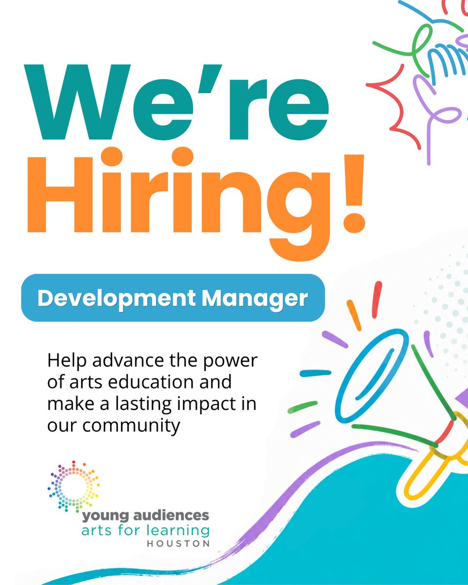 yahouston's tweet photo. We’re Hiring📣

Young Audiences of Houston is looking for a passionate, experienced fundraising professional to join our team and help advance our mission through strategic fundraising and meaningful donor relationships.

🔗 Learn more: https://t.co/qVJxXlugJl

#NowHiring #DevelopmentManager #NonprofitJobs #HoustonJobs #ArtsEducation #HoustonArts #Fundraising